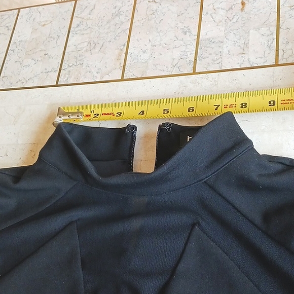 Vintage- BEBE black "ponte" dress. Sz LG,,mesh design sides and front. NEW - Picture 9 of 16